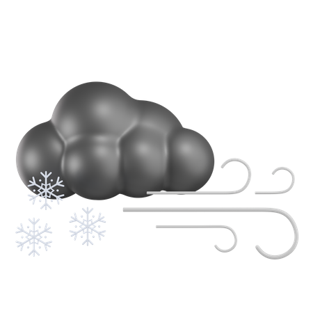 Cloudy With Wind And Snow 3D Icon