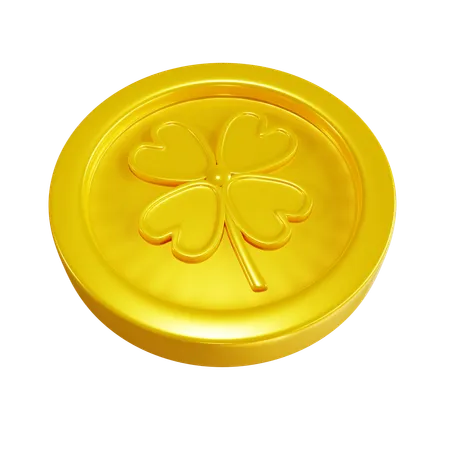 3 D Render Gold Clover Coin 3D Icon