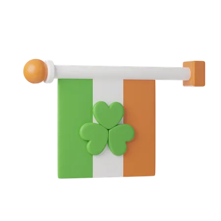 Clover Flag Saint Patrick S Day Holiday Festival 3 D Icon Set Illustration 3D Icon