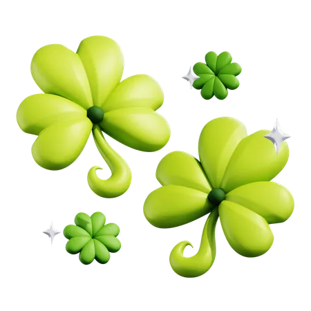 Clover Leaf With Stars  3D Icon