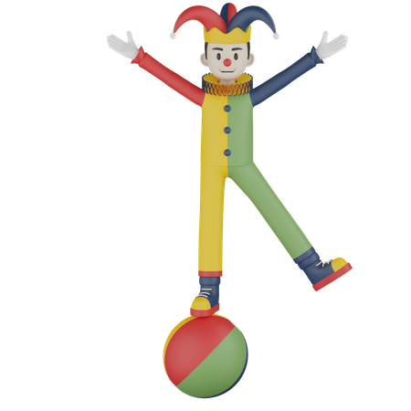 Clown auf Ball  3D Illustration