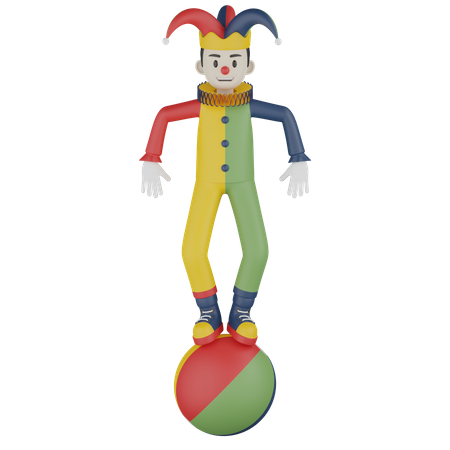 Clown auf Ball  3D Illustration