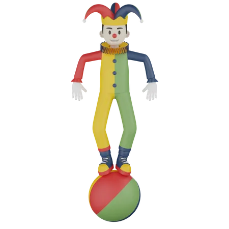 Clown auf Ball  3D Illustration