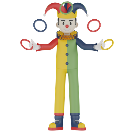 Clown führt Jonglierbälle auf  3D Illustration