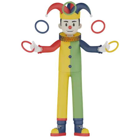 Clown führt Jonglierbälle auf  3D Illustration