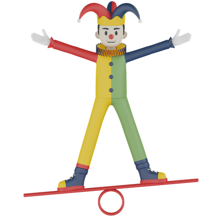 Clown Balancing  3D Illustration