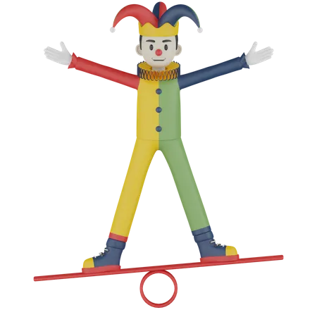 Clown Balancing  3D Illustration
