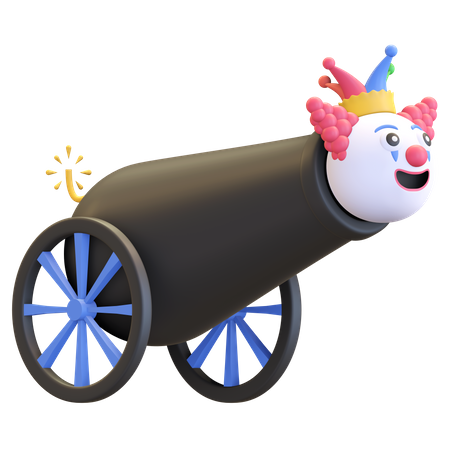 Clown cannon shot  3D Illustration