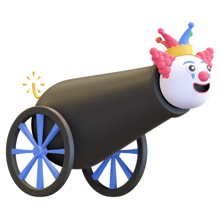 Clown cannon shot  3D Illustration