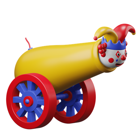 Clown Cannon Shot  3D Illustration