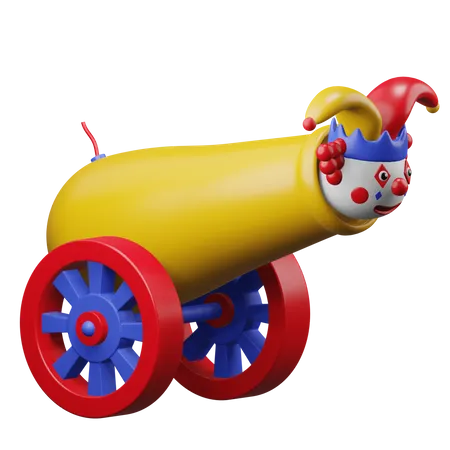 Clown Cannon Shot  3D Illustration