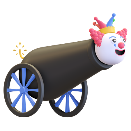 Clown cannon shot 3D Illustration