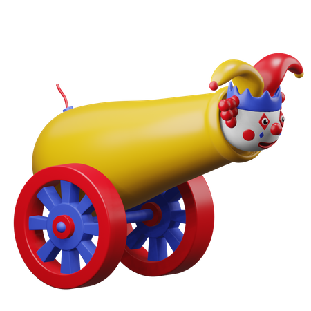Clown Cannon Shot 3D Illustration