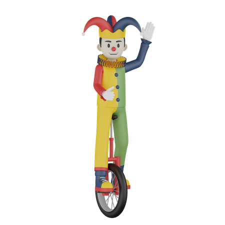 Clown Cycling  3D Illustration