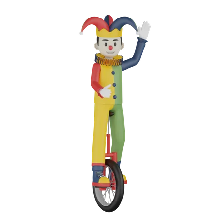 Clown Cycling  3D Illustration