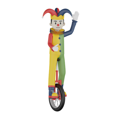 Clown Cycling 3D Illustration