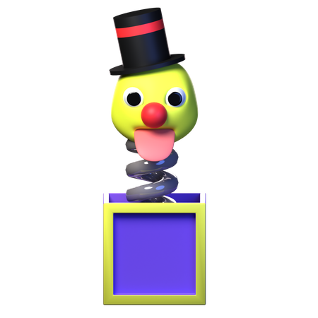 Clown jumping out of the box  3D Illustration