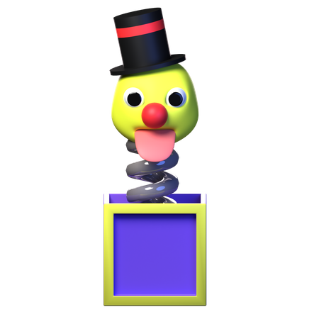Clown jumping out of the box 3D Illustration
