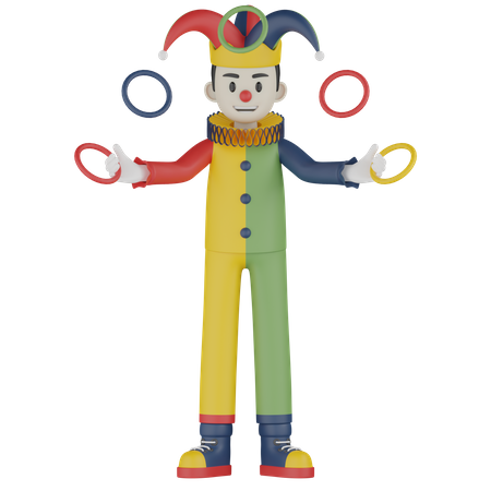 Clown Performing Juggling Balls  3D Illustration