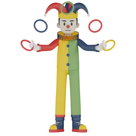 Clown Performing Juggling Balls  3D Illustration