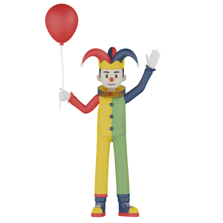 Clown, sag Hallo  3D Illustration