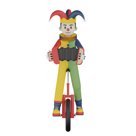 Clown spielt Akkordeon  3D Illustration