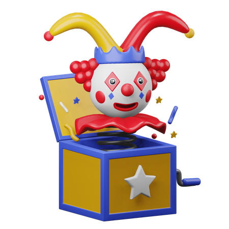 Clown springt heraus  3D Illustration
