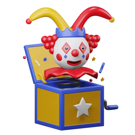 Clown springt heraus  3D Illustration