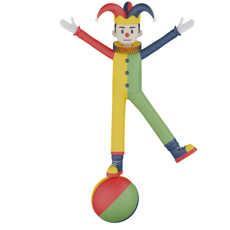Clown sur le ballon  3D Illustration