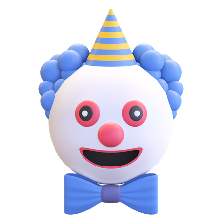 Clown wearing party hat  3D Illustration