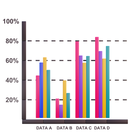 Clustered Chart  3D Icon