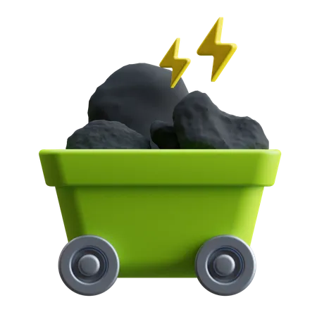 Coal Icon With 3 D Style 3D Icon
