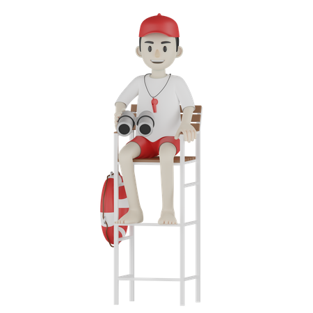 Coast Guard And Binocular  3D Icon