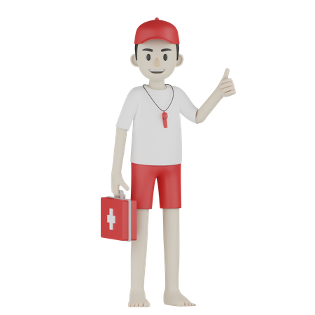 Coast Guard Holding Medical Kit  3D Icon