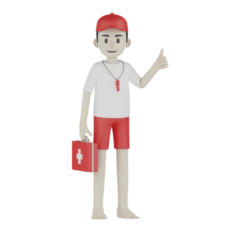 Beach Lifeguard 3D Illustration