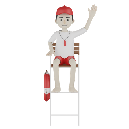 Coast Guard Seating on chair  3D Illustration