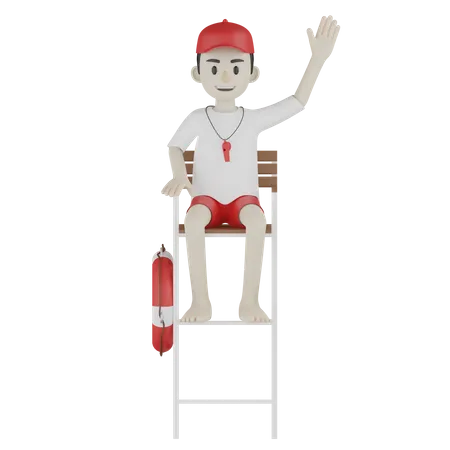 Coast Guard Seating on chair 3D Illustration
