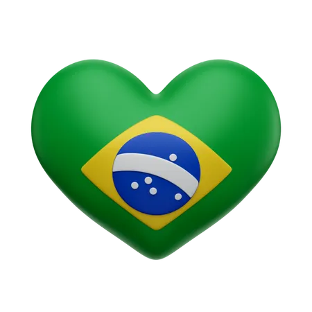 3 D Render Illustration Heart With Brazilian Coat Of Arms 3D Icon
