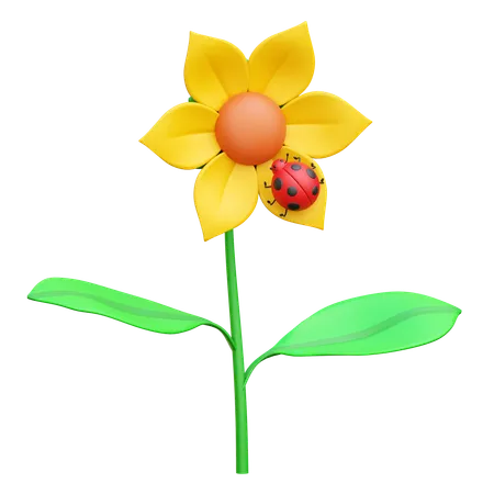 Coccinelle sur fleur  3D Icon