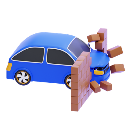 El coche chocó contra la pared  3D Icon