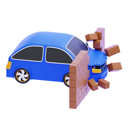 El coche chocó contra la pared  3D Icon