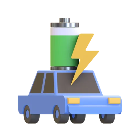 Icono De Energia De Bateria De Coche Electrico Simbolo De Vehiculo Ecologico 3D Illustration