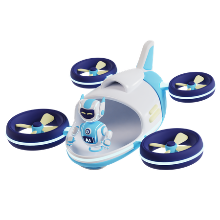 Coche volador con robot ai  3D Icon