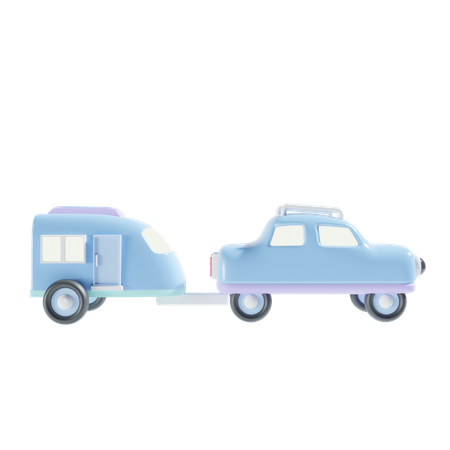 Coche y caravana  3D Icon