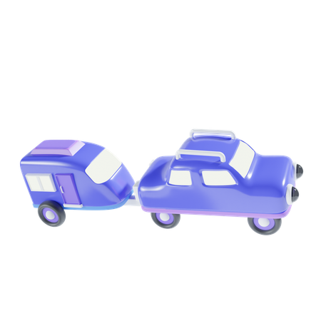 Coche y caravana  3D Icon