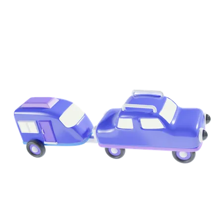 Coche y caravana  3D Icon