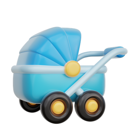 Cochecito de bebé azul  3D Icon