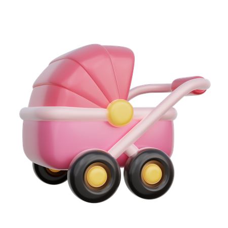 Cochecito de bebé rosa  3D Icon