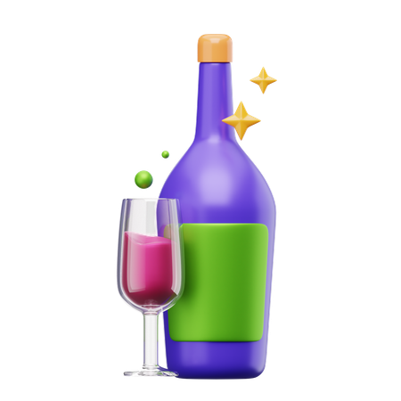 Cocktail and Bottle  3D Icon