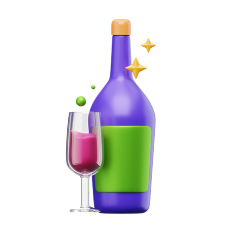 Cocktail et bouteille  3D Icon